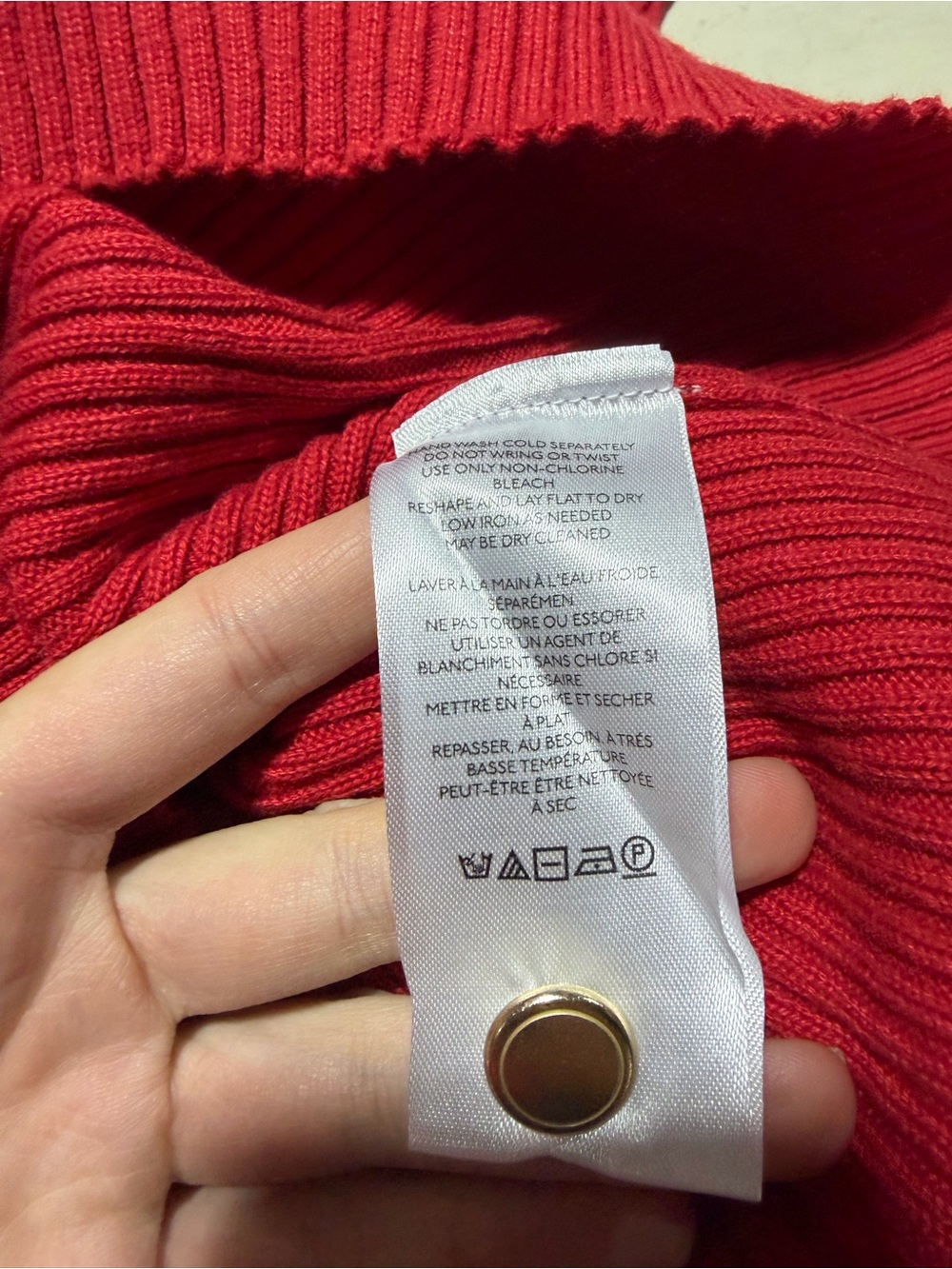Anthropologie Maeve Red Ribbed V-Neck Bell Sleeve Sweater medium - Picture 10 of 10